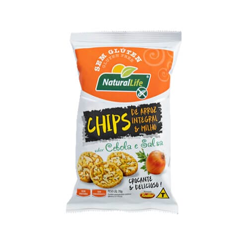 Chips de Arroz Integral e Milho Cebola e Salsa Sem Glúten 70g