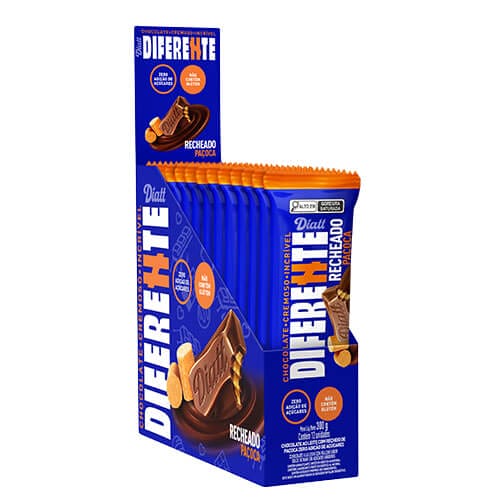 Chocolate Tablete Recheado Sem Açúcar Paçoca Caixa com 12 un de 25g