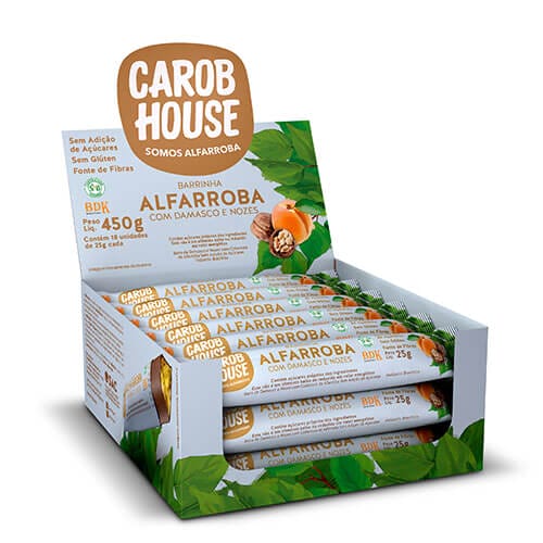 Alfarroba com Damasco e Nozes Sem Açúcar Caixa com 18 un de 25g