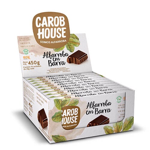 Alfarroba Tablete Sem Açúcar Caixa com 10 un de 45g