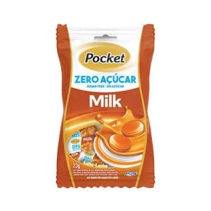 Bala Pocket Milk Zero Açúcar Pacote 23g
