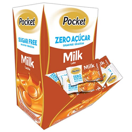 Bala Pocket Milk Zero Açúcar 230g com 100 un