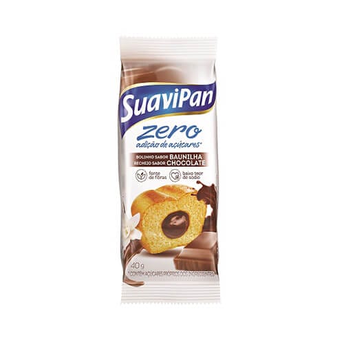 Bolinho Sem Açúcar Baunilha com Chocolate Caixa com 12 un de 40g