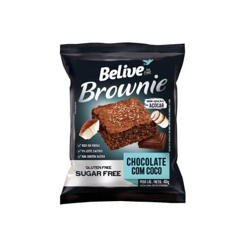 Brownie Zero Açúcar Chocolate com Coco Caixa com 10 un de 40g
