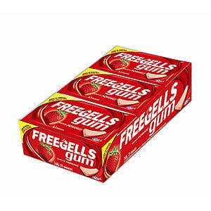 Chicle Freegells Gum Morango Zero Açúcar Caixa com 15 un de 8g