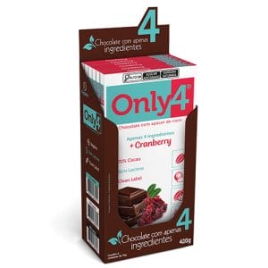 Chocolate Only4 70% - Cranberry Sem Lactose Caixa com 6 un de 70g