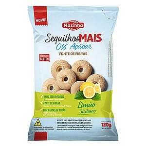 Sequilho Zero Açúcar Limão Siciliano Mais Fibras 120g