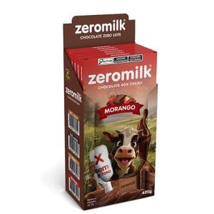 Chocolate Zeromilk 40% - Morango Sem Lactose Caixa com 6 un de 70g