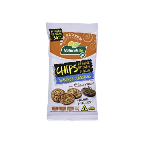 Chips de Arroz Integral e Milho Churrasco Sem Glúten 70g
