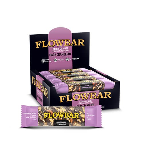 Barra de Nuts Cranberry e Chocolate 70% Cacau Caixa com 12 un de 30g