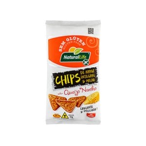 Chips de Arroz Integral e Milho Queijo Nacho Sem Glúten 70g