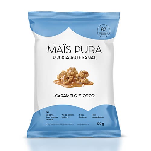 Pipoca Artesanal Caramelo e Coco 100g