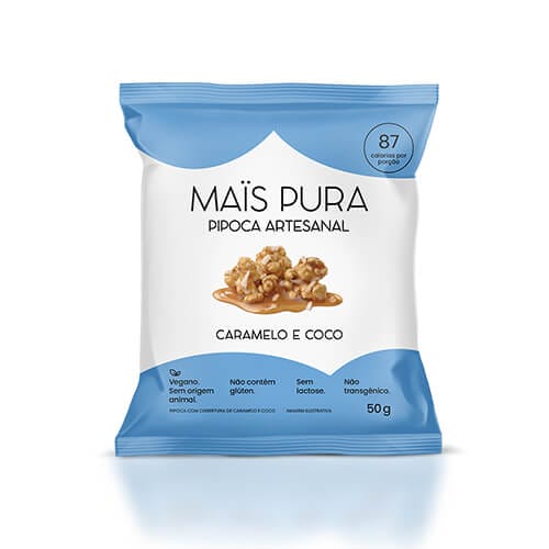 Pipoca Artesanal Caramelo e Coco 50g