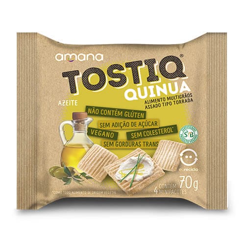 Tostiq Quinua Azeite Sem Açúcar Caixa com 7un de 70g