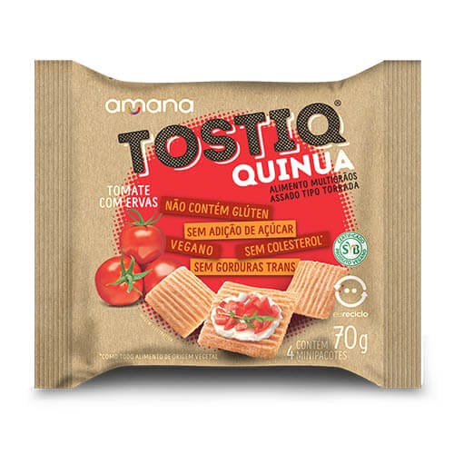 Tostiq Quinua Tomate com Ervas Sem Açúcar Caixa com 7un de 70g