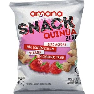 Snack Recheado Morango Sem Açúcar Caixa com 8un de 40g
