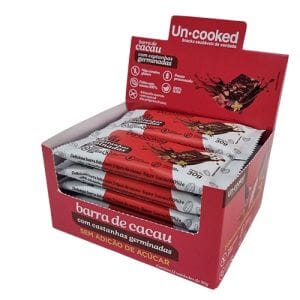 Barra de Cacau com Castanhas Sem açúcar Caixa com 12un de 30g