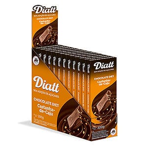 Chocolate Tablete Sem Açúcar Castanha de Caju Caixa com 12 un de 25g