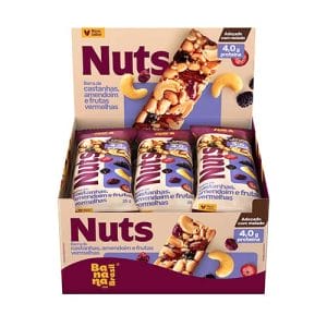 Barra de Castanhas Nuts Frutas Vermelhas Caixa com 12un de 25g