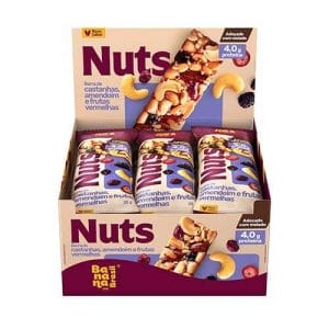Barra de Castanhas Nuts Frutas Vermelhas Caixa com 12un de 25g