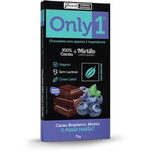 Chocolate Only1 100% - Mirtilo Sem Lactose Caixa com 6 un de 70g