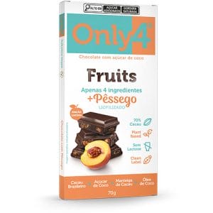 Chocolate Only4 70% - Fruit Pêssego Sem Lactose Caixa com 6 un de 70g