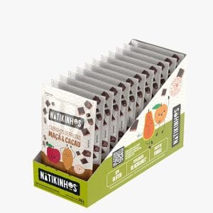 Cubinhos de Frutas Maçã e Cacau Sem Açúcar Caixa 12un de 30g